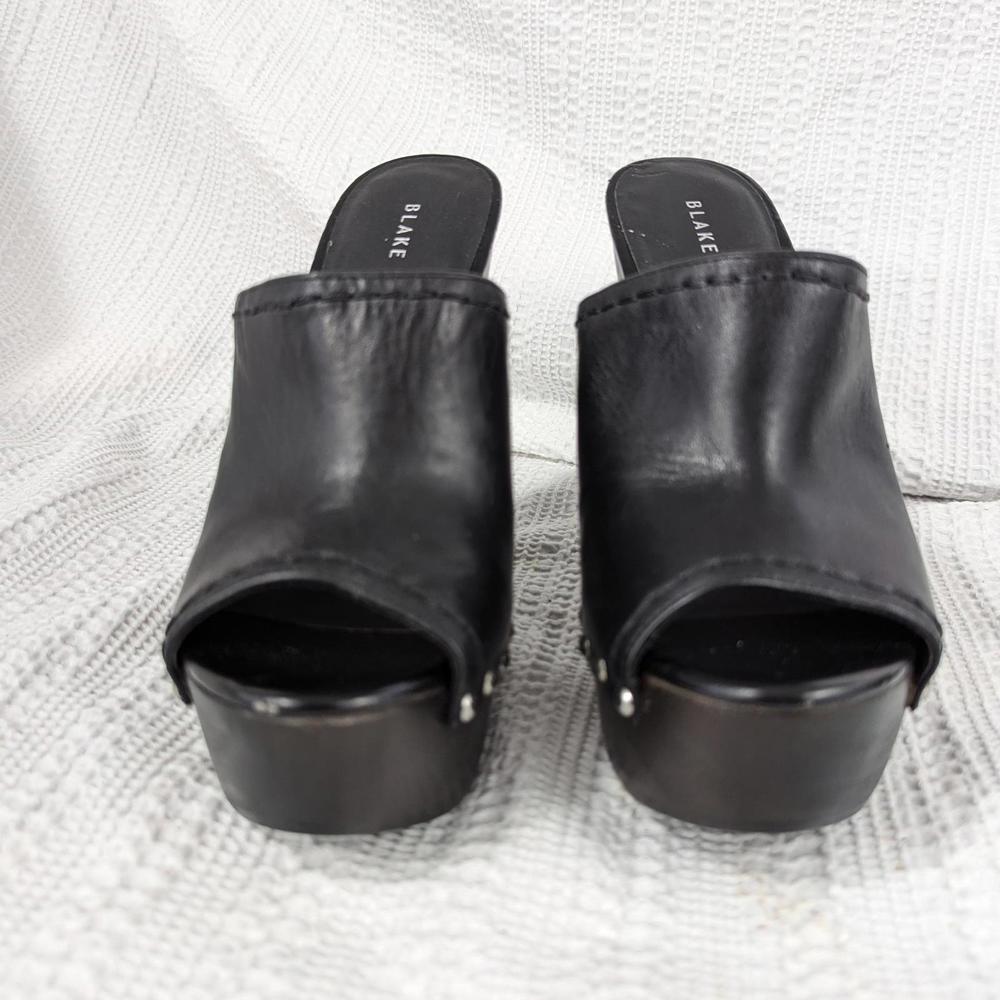 NWOT! BLAKE SCOTT! BLACK LEATHER SILVER STUDDED PLATFORM CLOGS! SZ 7.5M - Picture 3 of 8